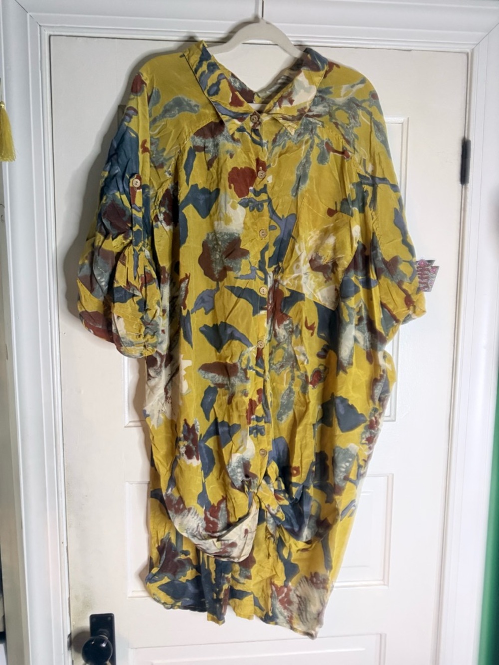 Kantha Bae Yellow Floral Button-Front Blouse
